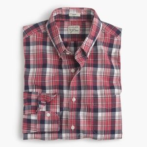 New J Crew Secret Wash Slim Shirt Plaid Button Up